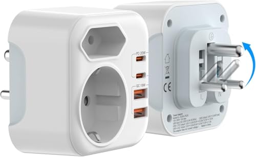 PABANCE 1PC Kleiner Reiseadapter Südafrika mit 2 USB A & 2 USB C, 6 in 1 Adapter Südafrika mit Zusammenklappbaren Steckern, Reisestecker Südafrika, Stromadapter Südafrika, Reiseadapter Typ M PABANCE 1PC Kleiner Reiseadapter Südafrika mit 2 USB A & 2 USB C, 6 in 1 Adapter Südafrika mit Zusammenklappbaren Steckern, Reisestecker Südafrika, Stromadapter Südafrika, Reiseadapter Typ M von PABANCE