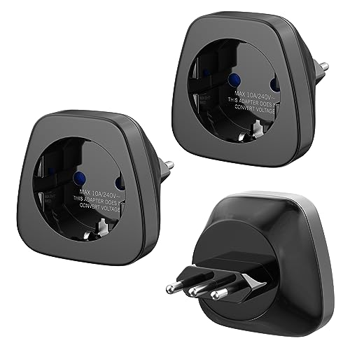 Reiseadapter, 3 Stück Europa/Deutschland auf Italien Reiseadapter, Typ-L Steckdosenadapter, Reisestecker für Italien, Syrien, Uruguay, Chile, Malediven - Schwarz Reiseadapter, 3 Stück Europa/Deutschland auf Italien Reiseadapter, Typ-L Steckdosenadapter, Reisestecker für Italien, Syrien, Uruguay, Chile, Malediven - Schwarz von PABANCE