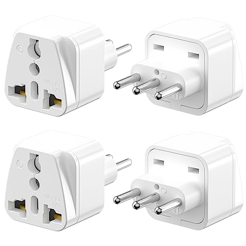 Reiseadapter, 4er Pack Universal-Reisestecker auf IT Reisestecker Adapter 2 Pin Europa auf 3 Pin Italien Stecker Typ L Schuko Adapter EU auf Italien Chile, Weiß Reiseadapter, 4er Pack Universal-Reisestecker auf IT Reisestecker Adapter 2 Pin Europa auf 3 Pin Italien Stecker Typ L Schuko Adapter EU auf Italien Chile, Weiß von PABANCE