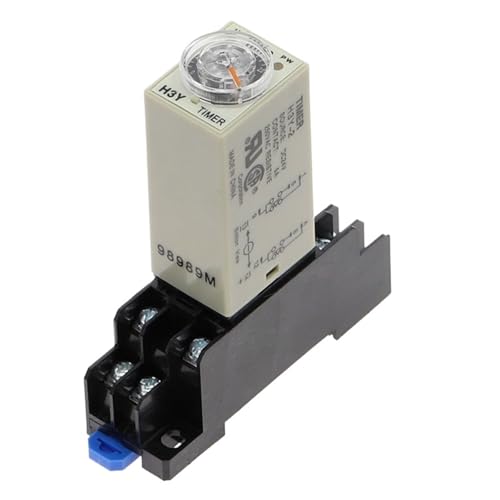 Drehknopf mit Einschaltverzögerung 5S/10S/30S/60S/3M/5M/10M/30M Timing-Relais des Timers AC 110V 220V 380V H3Y-2 mit Sockel (Spannung AC 110V, 0-3 Sekunden) von PABVRPYT