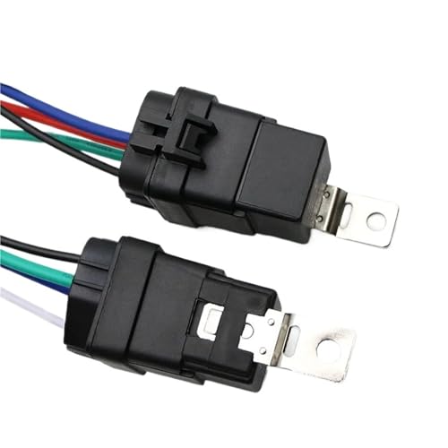 Kfz-Relais, wasserdicht, versiegelt, integriert, kabelgebunden, DC12 V, 40 A, 5 Pin, 4 Pin, Kfz-Relais + Halterung mit 105 mm langen Kabeln (5 Pin) von PABVRPYT