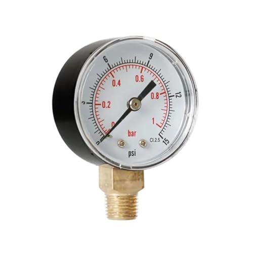 Manometer 52 mm 1/4 Zoll BSPT vertikal 15,30,60,100,150,300 PSI und Bar untere Montage (0-60 psi) von PABVRPYT