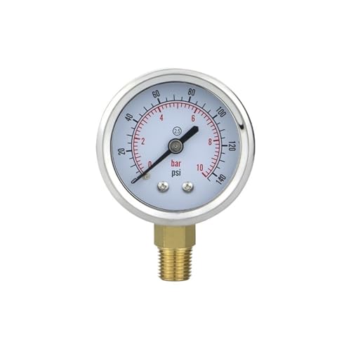 PABVRPYT Druckmanometer 50 mm (2 Zoll) mit Glycerinfüllung, Messinggewindeanschluss 0 bis 1 bis 400 Bar/PSI, für Wasser, Gas und Kraftstoff (BSP(G) 1-4 mit Öl, 0-40 bar von PABVRPYT