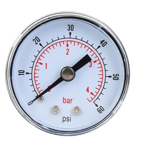 PABVRPYT Mechanisches Manometer für Luft, Öl, Wasser, Anschluss hinten BSPT 1/8 Zoll (0-60 psi 0-4 bar) von PABVRPYT