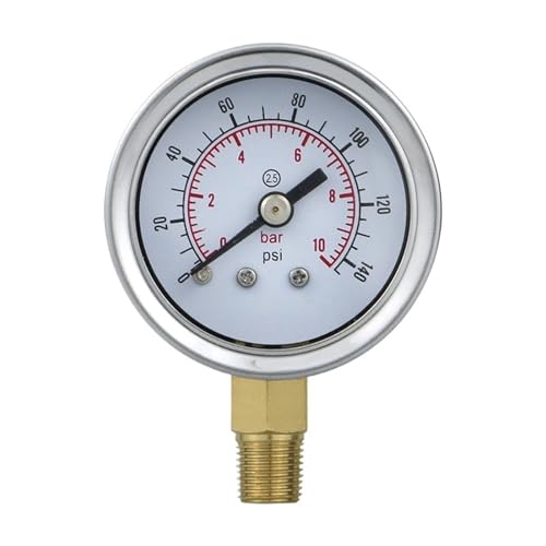PABVRPYT Trocken Manometer 1,5 Zoll (40 mm) Gewindeanschluss 1/8 Edelstahlgehäuse Kupferdichtung Hydraulikzähler für Wasser, Öl und Gas (M10-1,0-100bar) von PABVRPYT