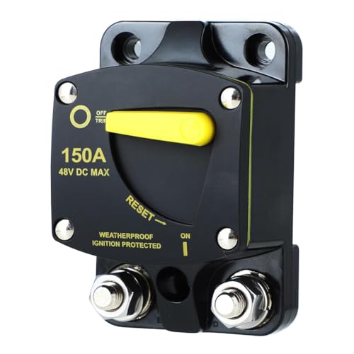 PACHHK Leitungsschutzschalter Sicherung Reset 12-48V DC Auto Audio Verstärker Leitungsschutzschalter Wasserdicht Ersatzteile Zubehör 150A von PACHHK