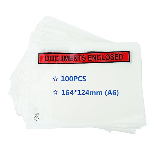PACK4YA - A6 Transparente lieferscheintaschen selbstklebend 174 x 134 mm Document Enclosed Envelopes DIN C6 Dokumententasche Rechnungstasche Pakettaschen für Lieferscheine Begleitpapiere (100 Stück) von PACK4YA