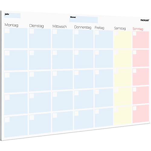 PACKLIST® Monatsplaner Block A4 ohne Festes Datum. Exklusive Kalender mit ECO-Verpackung Familienplaner von PACKLIST
