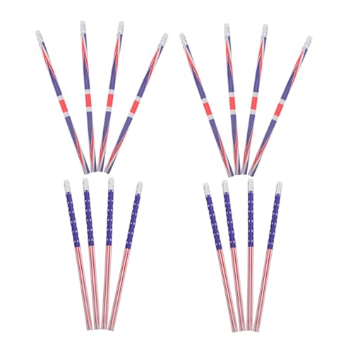 PACKOVE 24 Stück Bleistift Patriotische Partygeschenke Coole Stifte Usa-gastgeschenke Flaggenbanner International Rote Und Blaue Stifte Aluminium von PACKOVE