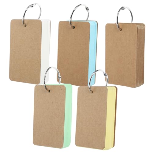 PACKOVE 6 Karteikarten Mit Leeren Wörtern Karteikarten Zum Lernen Tragbare Notizbücher Karteikarten Mit Ordner Karteikarten Mit Binderingen Loseblatt-lernkarten Memo -karten Kraftkarton von PACKOVE