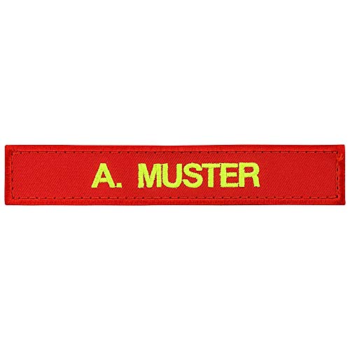 Namensschild bestickt mit eigenem Namen personalisiert Stickschild in vielen Größen und Farben mit Klett (110x25mm, rot) von PACOTEX