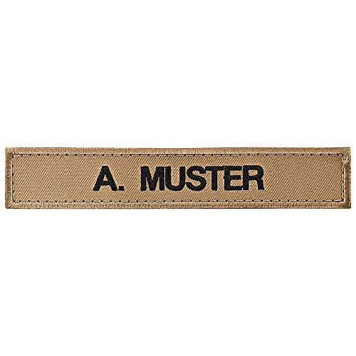 Namensschild bestickt mit eigenem Namen personalisiert Stickschild in vielen Größen und Farben mit Klett (120x20mm, beige sandfarben) von PACOTEX