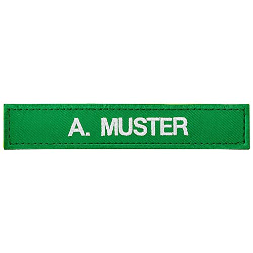 Namensschild bestickt mit eigenem Namen personalisiert Stickschild in vielen Größen und Farben mit Klett (120x20mm, grün) von PACOTEX