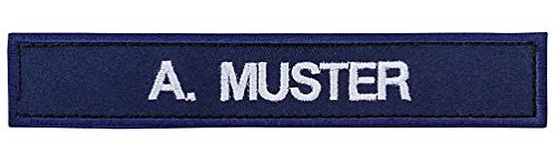 Namensschild bestickt mit eigenem Namen personalisiert Stickschild in vielen Größen und Farben mit Klett (120x20mm, marineblau) von PACOTEX