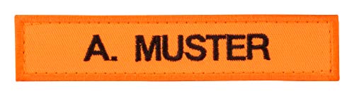 Namensschild bestickt mit eigenem Namen personalisiert Stickschild in vielen Größen und Farben mit Klett (120x25mm, neonrot) von PACOTEX