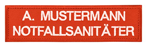 Namensschild bestickt mit eigenem Namen personalisiert Stickschild in vielen Größen und Farben mit Klett (120x30mm, orange) von PACOTEX