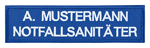 Namensschild bestickt mit eigenem Namen personalisiert Stickschild in vielen Größen und Farben mit Klett (120x30mm, royalblau) von PACOTEX