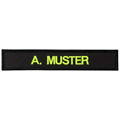 PACOTEX Namensschild bestickt mit eigenem Namen personalisiert Stickschild in vielen Größen und Farben mit Klett (130x25mm, schwarz) von PACOTEX
