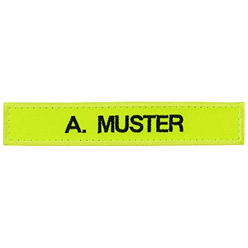 PACOTEX Namensschild bestickt mit eigenem Namen personalisiert Stickschild in vielen Größen und Farben mit Klett (140x25mm, neongelb) von PACOTEX