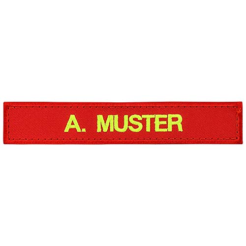 Namensschild bestickt mit eigenem Namen personalisiert Stickschild in vielen Größen und Farben mit Klett (140x25mm, rot) von PACOTEX