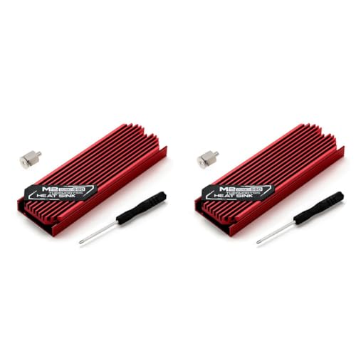 PAGJHRFJG 2X Ultradünner M.2 SSD Kühlkörper M2 2280 Solid State Festplatte Aluminium Kühlkörper Kühler Kühlung Thermal Pad Rot von PAGJHRFJG