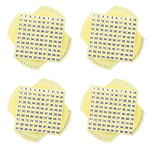 PAGJHRFJG 400 Blatt Nummernetiketten Aufkleber 1-100 Nummern Runde Aufkleber 0,4 Kleine Selbstklebende Nummernetiketten für Das Büro von PAGJHRFJG