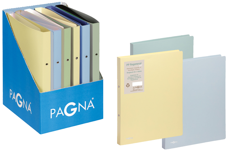 PAGNA Ringbücher , Pastell eco, , farbig sortiert, Display von PAGNA