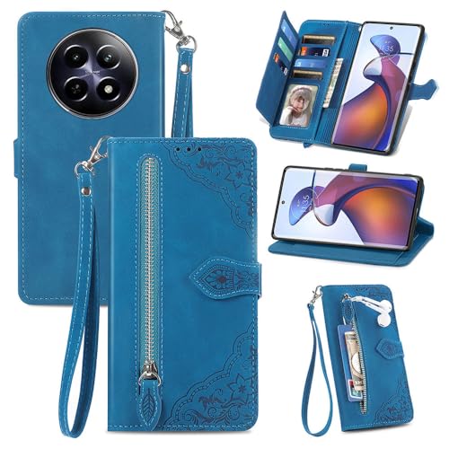 Handyhülle Kompatibel mit Realme 12 5G/Realme 12X 5G Hülle,Reißverschluss-Geldbörse, Klappkartenfächern, PU+TPU, hautfreundlicher geprägter Schutzhülle von PAINE