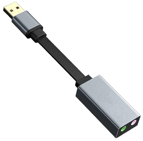 PAINICA USB-Headset-Audio-Adapter, externe USB-Soundkarte auf 3,5-mm-Audio-Klinkenstecker, Kopfhörer und Mikrofon, hochauflösend, 24 Bit/96 kHz, USB-Sound-Adapter für Windows, Mac, Linux, Laptop, Desktops, Schwarz von PAINICA