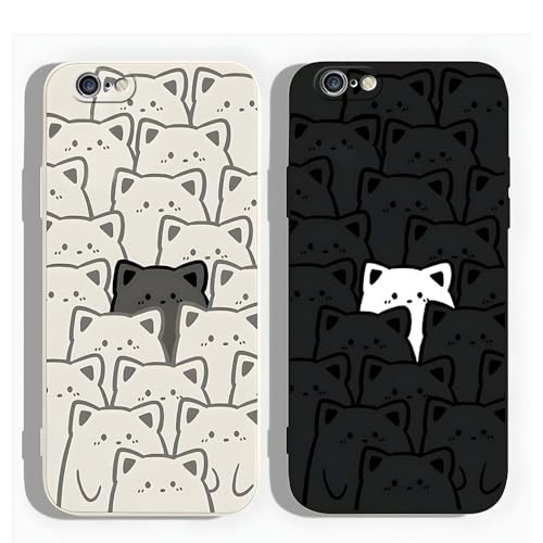 [2 Pack] Kreative Cartoon Silikon Softcase Kompatibel mit iPhone 6/iPhone 6s Hülle, [Katze Pattern] Anti-Fall-Schutzhülle,2 Katze von PAIX