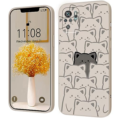 Cartoon Katze süße weiche Silikonhülle kompatibel mit Xiaomi Redmi Note 10S / Note 10 4G / Poco M5S, Weiß von PAIX