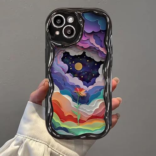 Handyhülle, kompatibel mit iPhone 7/8/SE 2020/SE 2022, Ölgemälde, Regenbogen, Wolken, Blumen, TPU, weiche Schutzhülle, Kunststil, Anti-Drop-Schutzhülle von PAIX