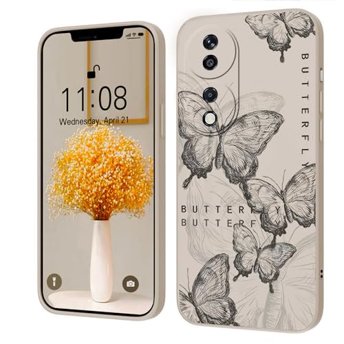 Kreative Cartoon Silikon Softcase Kompatibel mit Honor 90 Smart 5G Hülle, [Schmetterlingsmuster] Anti-Fall-Schutzhülle,weiß von PAIX