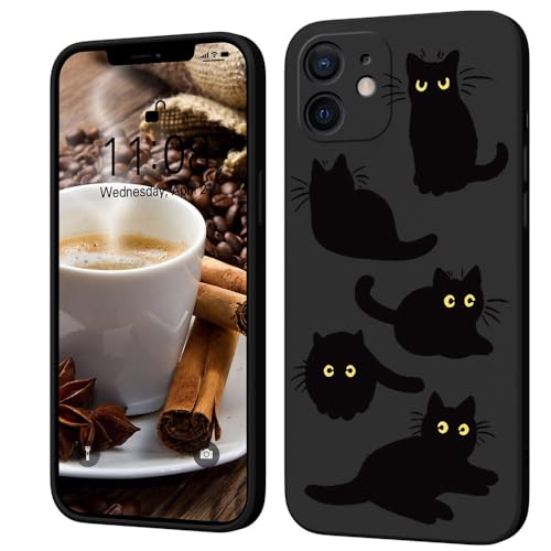 Kreative Cartoon Silikon Softcase Kompatibel mit iPhone 11 Hülle, [Katze Pattern] Anti-Fall-Schutzhülle,Schwarz von PAIX