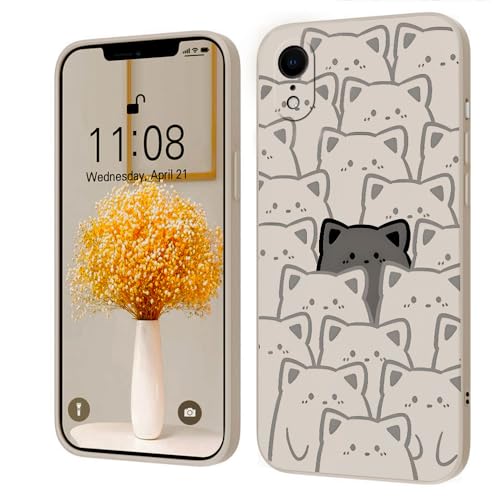 Kreative Cartoon Silikon Softcase Kompatibel mit iPhone XR Hülle, [Katze Pattern] Anti-Fall-Schutzhülle,weiß von PAIX
