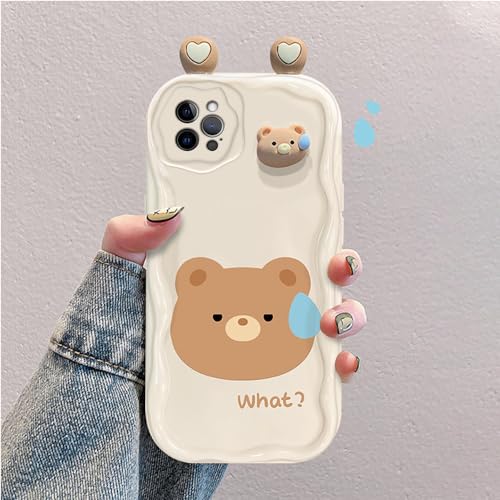 Niedliche, witzige 3D-Cartoon-Bär-Hülle, kompatibel mit iPhone 15 Pro Max, Silikon, stoßfest und stilvoll von PAIX
