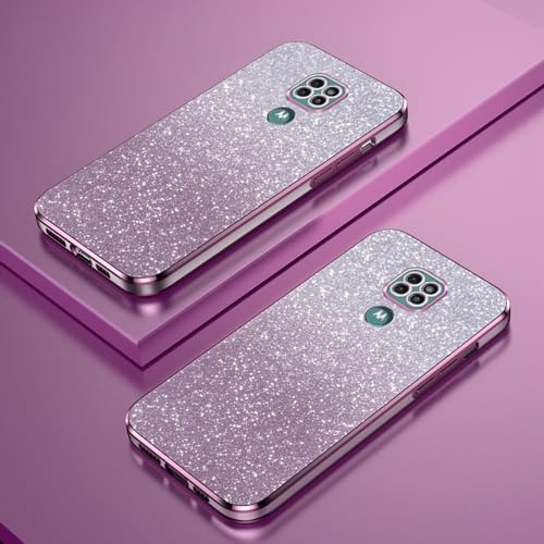 Verlaufsglitzer Elektroplattierte Transparente Hülle Kompatibel mit Motorola Moto G9 Plus Case TPU Schlankem StoßFestem Handyhülle von PAIX