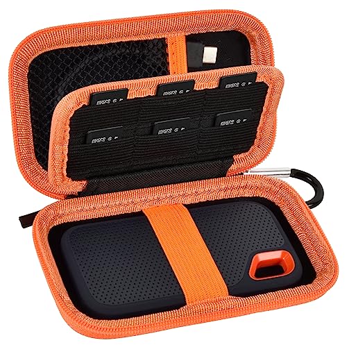 Schutzhülle kompatibel mit SanDisk 1TB 2TB 4TB 500GB/für PRO Extreme Portable SSD Externe Solid State Festplatte, Speicherkarte SD SDXC SDHC Kartenhalter Organizer (nur Box) Schwarz (Schwarz) von PAIYULE