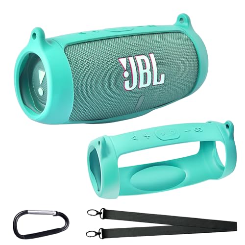 Silikon-Schutzhülle für JBL Charge 5, wasserdicht, tragbar, Bluetooth-Lautsprecher, weiche Gel-Hülle, Reise-Tragetasche mit Gurt, Hellgrün von PAIYULE