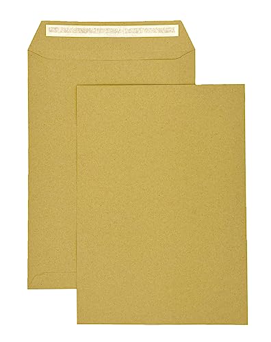 PAKNOR® 50x Braun Versandtaschen DIN C4 229× 324 mm 90g Briefumschläge ohne Fenster gerade Klappe Haftklebung Großbrief a4 Briefkuverts Geschäfts-Umschläge von PAKNOR