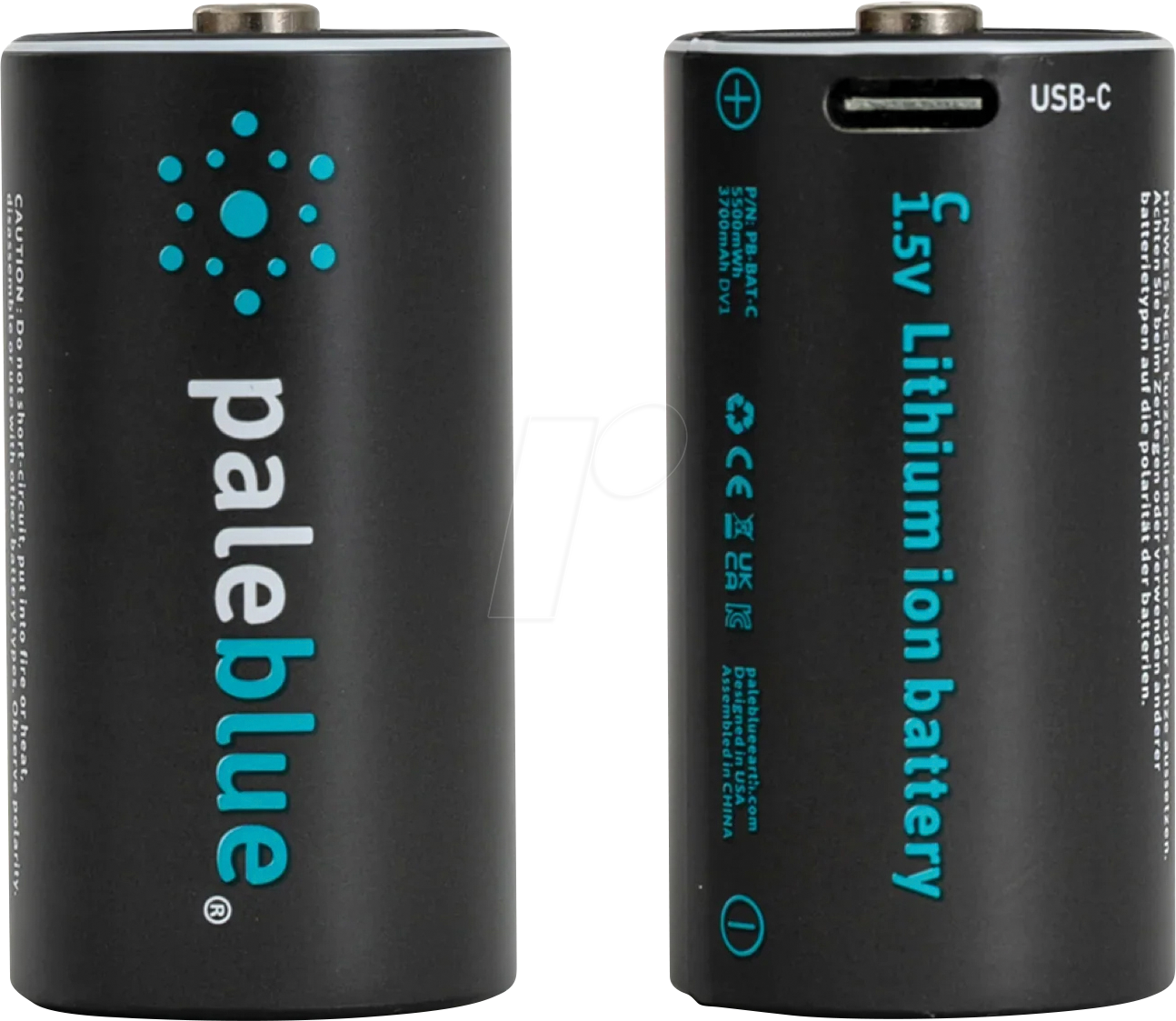 PABU 2X C USB - Li-Ion-Akku, C (Baby), 1,5 V, 3700 mAh, USB-C, 2er-Pack von PALEBLUE