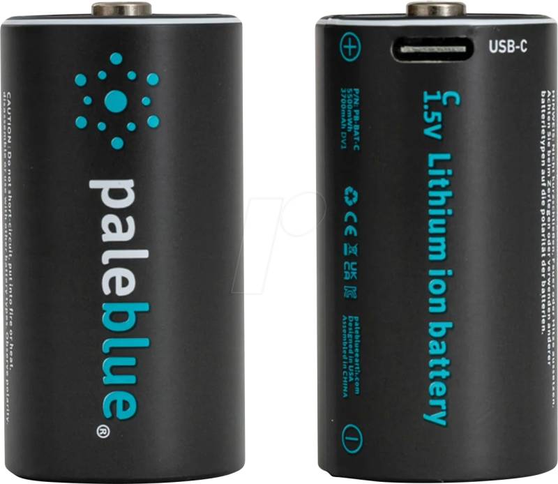 PABU 2X C USB - Li-Ion-Akku, C (Baby), 1,5 V, 3700 mAh, USB-C, 2er-Pack von PALEBLUE