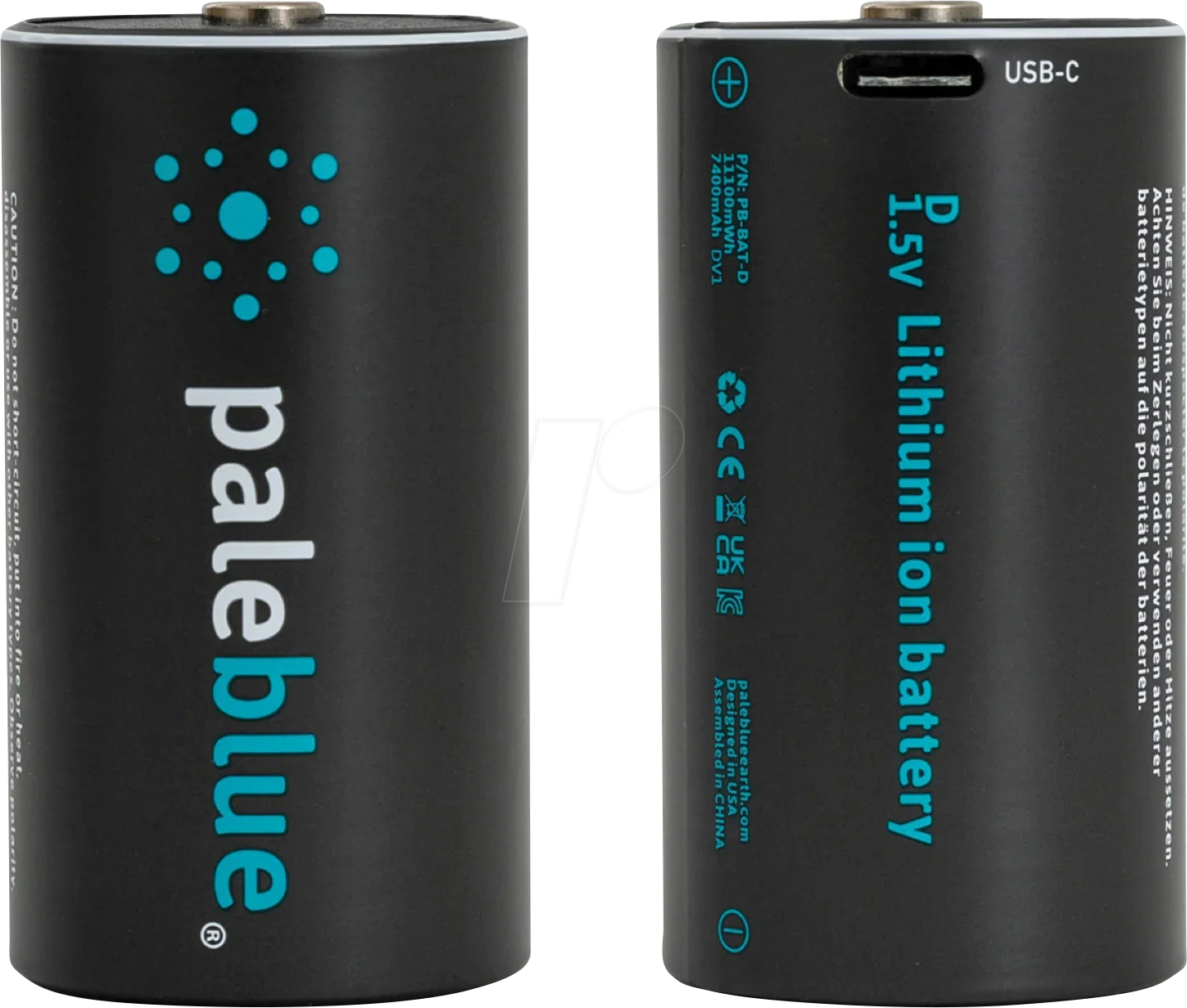 PABU 2X D USB - Li-Ion-Akku, D (Mono), 1,5 V, 7400 mAh, USB-C, 2er-Pack von PALEBLUE