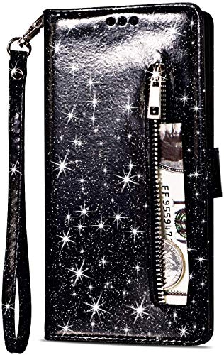 PALIFU Reißverschluss Brieftasche Hülle für Samsung Galaxy A54 5G,Bling Glitzer Leder Handyhülle mit Kartenhalter,Flip Magnetverschluss Stand Schutzhülle mit Handschlaufe-Schwarz PALIFU Reißverschluss Brieftasche Hülle für Samsung Galaxy A54 5G,Bling Glitzer Leder Handyhülle mit Kartenhalter,Flip Magnetverschluss Stand Schutzhülle mit Handschlaufe-Schwarz von PALIFU