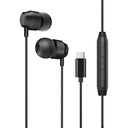 PALOVUE USB C Kopfhörer, In-Ear Typ C Magnetic Earbuds mit Mikrofon Kompatibel mit Galaxy S23 S22 S21 Ultra A54 A53, Google Pixel 7 6 5, One Plus 9 8 7T, iPhone 15 Serie, Schwarz von PALOVUE