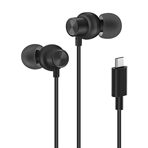 PALOVUE USB C Kopfhörer Earbuds, in-Ear Typ C Magnetische Ohrhörer mit Mikrofon Kompatibel mit Samsung Galaxy S22 S21 Ultra S20 FE 10, Google Pixel 7 6 5, iPhone 15 Series, One Plus 9 8 7, Schwarz von PALOVUE