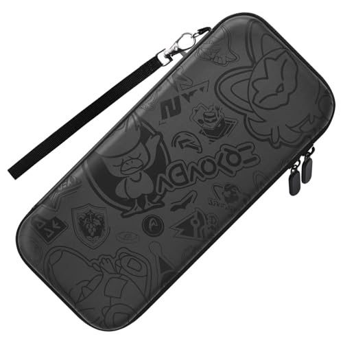 PALPOW Switch Tasche Kompatibel mit Nintendo Switch/OLED, Switch Hülle Case Tragetasche mit Aufbewahrung für 10 Spielekarten und Accessoires - Schwarz von PALPOW