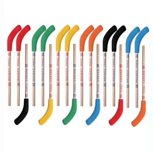 PAMENET Hockey-Bleistifte und Radiergummis – Hockeyschläger für Sport-Mottopartys, lustige coole Bleistifte für Hockey-Fans, Studenten, 18 Stück von PAMENET