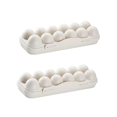 PAMINGONO 2er Set Eieraufbewahrungsbox Mit 12 Fächern Stapelbare Bruchsichere Kühlschrank Eierbox Khaki Für Praktische Und Platzsparende Aufbewahrung Von Eiern von PAMINGONO