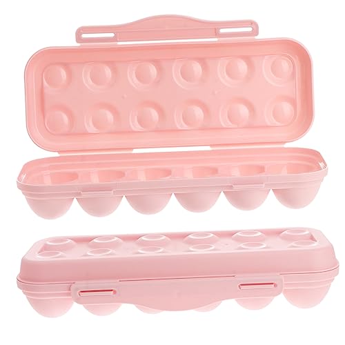 PAMINGONO 2 Stück Kühlschrank Eierbox Bruchsicher Mit 12 Fächern Rosa Eieraufbewahrungsbox Für Den Sicheren Transport Und Die Aufbewahrung Von Eiern Stapelbar Und Pflegeleicht von PAMINGONO